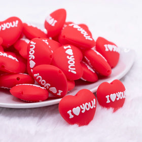 I Love You Heart Silicone Focal Bead Accessory