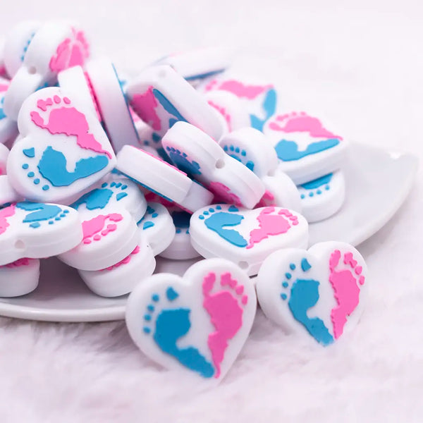 front view of a pile of Infant foot prints Silicone Focal Bead Accessory