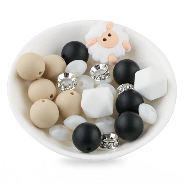 front view of a pile of Lamb Silicone Variety Bead Pack- 27 Pieces