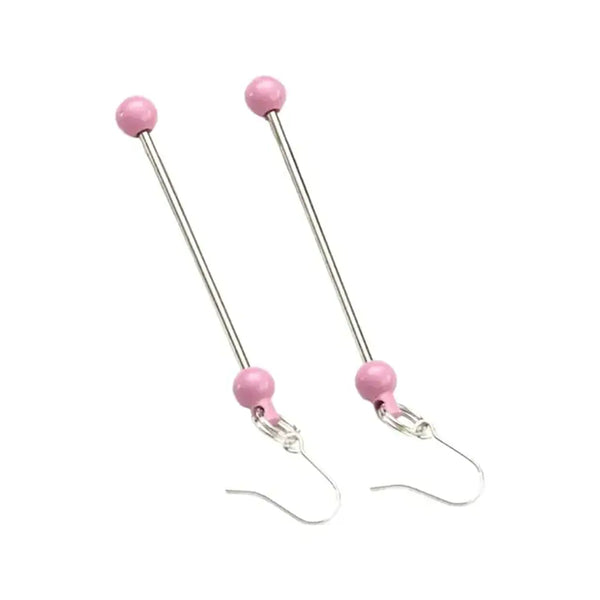 top view of a pair of pink Beadable Earring Bars