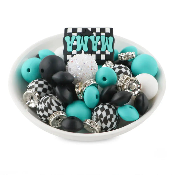 front view of a pile of Mama Silicone Variety Bead Pack- 45 Pieces