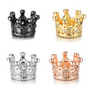 Micro Pave CZ Zircon Crown Charm Spacer Beads - Set of 3