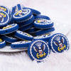 front view of Navy Logo Silicone Focal Bead Accessory