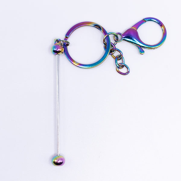top view of a NeoChrome Black Beadable Keychain Bars with Chain - 1 & 5 Count