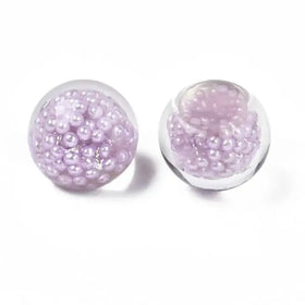 Purple Translucent Acrylic Cabochons With AB Pearl Beads - NO HOLE - Read Description