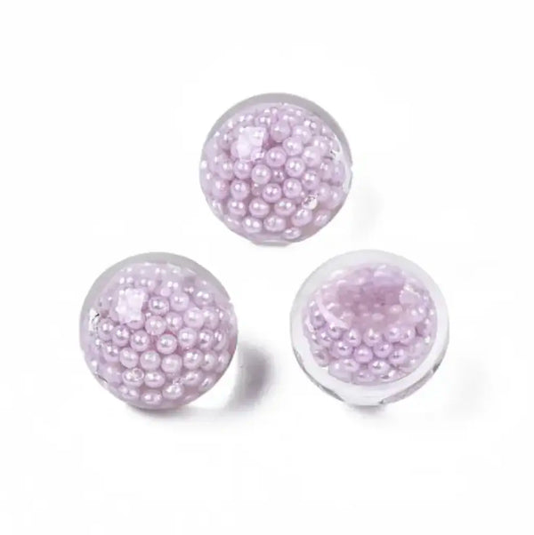 Purple Translucent Acrylic Cabochons With AB Pearl Beads - NO HOLE - Read Description