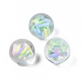 Sprinkle Translucent Acrylic Cabochons With AB Pearl Beads - NO HOLE - Read Description