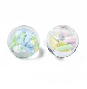 Sprinkle Translucent Acrylic Cabochons With AB Pearl Beads - NO HOLE - Read Description