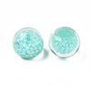 Turquoise Translucent Acrylic Cabochons With AB Pearl Beads - NO HOLE - Read Description