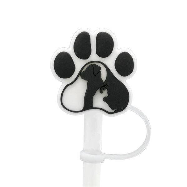 front view of a Paw Print Straw Toppers