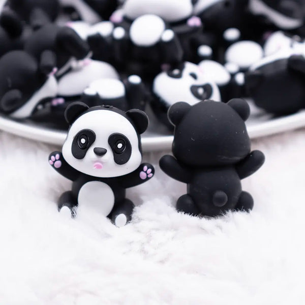 close up view of a pile of Panda 3D Silicone Focal Bead Accessory