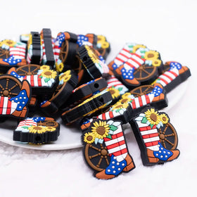 Patriotic Boots Silicone Focal Bead Accessory