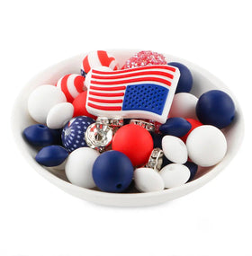 Patriotic Flag Silicone Variety Bead Pack- 45 Pieces