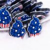 close up view of a pile of Patriotic Cupcake silicone focal bead