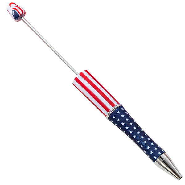 top view of a patriotic print DIY Plastic Beadable Pens - The Printed Collection