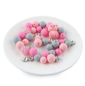 3D Pig Silicone Variety Bead Pack- 45 Pieces