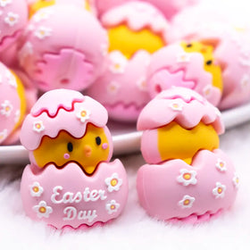 3D Pink Chick Easter Silicone Focal Bead Accessory