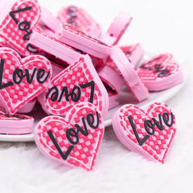 Pink Love Heart Silicone Focal Bead Accessory