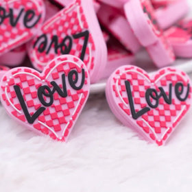 Pink Love Heart Silicone Focal Bead Accessory