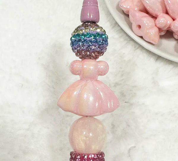 Pink Dress Acrylic Focal Bead | The BumbleBead Company Pink Dress Acrylic Focal Bead | The BumbleBead Company