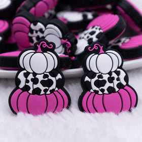 Pink Stacked Pumpkins Silicone Focal Bead Accessory