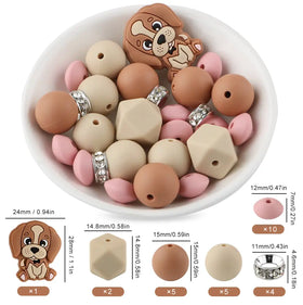 Puppy Dog Silicone Variety Bead Pack- 27 Pieces