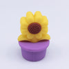 front view of a purple Sunflower Pot Silicone Focal Beads Accessory