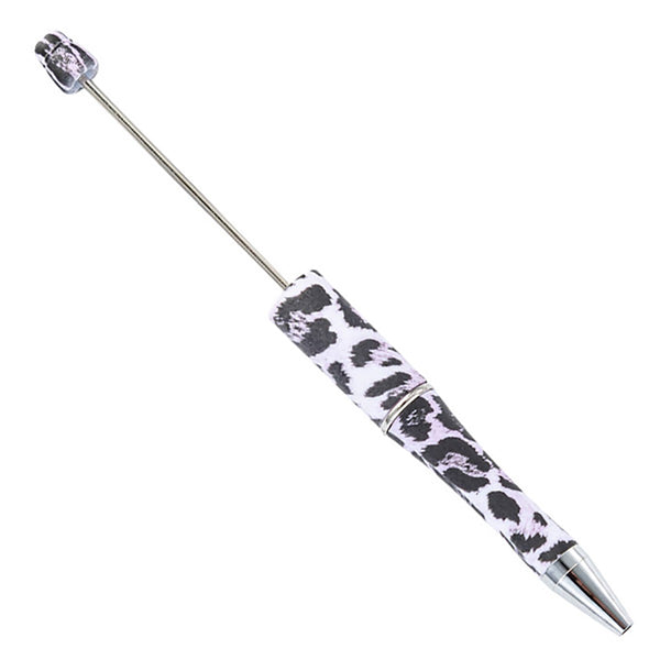 top view of a purple leopard print DIY Plastic Beadable Pens - The Printed Collection