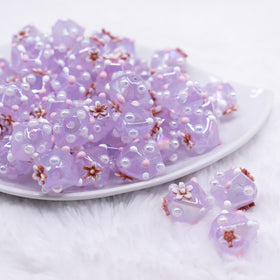 16mm Purple with Flower luxury acrylic beads