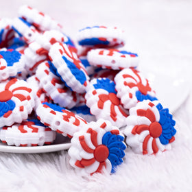 Red, White and Blue Flower Silicone Focal Bead Accessory