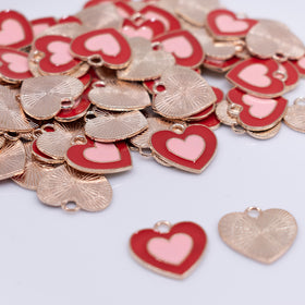 Red and Pink Heart charm with gold plating