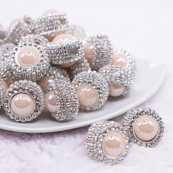 front view of a pile of 24mm Peach Circle Rhinestones bead