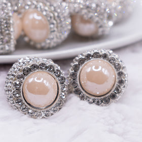 24mm Peach Circle Rhinestones bead