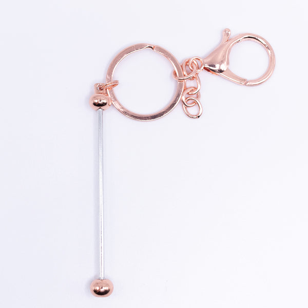 top view of a Rose Gold Beadable Keychain Bars with Chain - 1 & 5 Count