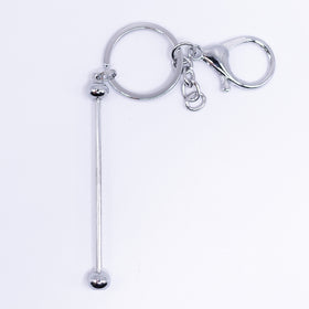 Silver Beadable Keychain Bars with Chain - 1 & 5 Count