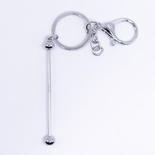 top view of a Silver Beadable Keychain Bars with Chain - 1 & 5 Count