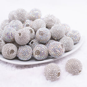 21mm Silver Rhinestone Disco ball acrylic bead