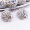 close up view of a pile of 21mm Silver Rhinestone Disco ball acrylic bead