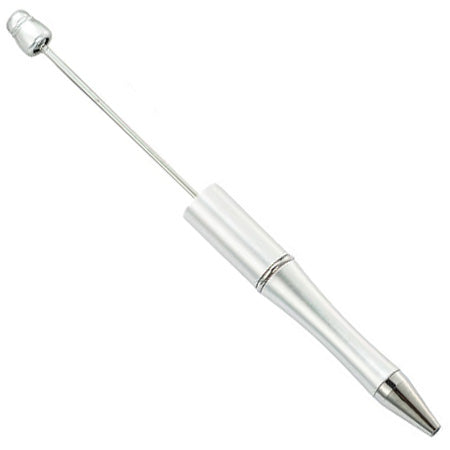 top view of a silver DIY Beadable Plastic Pens - The Solids Collection