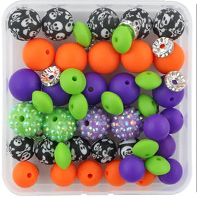 Halloween Print Silicone Variety Bead Pack - 64 Pieces