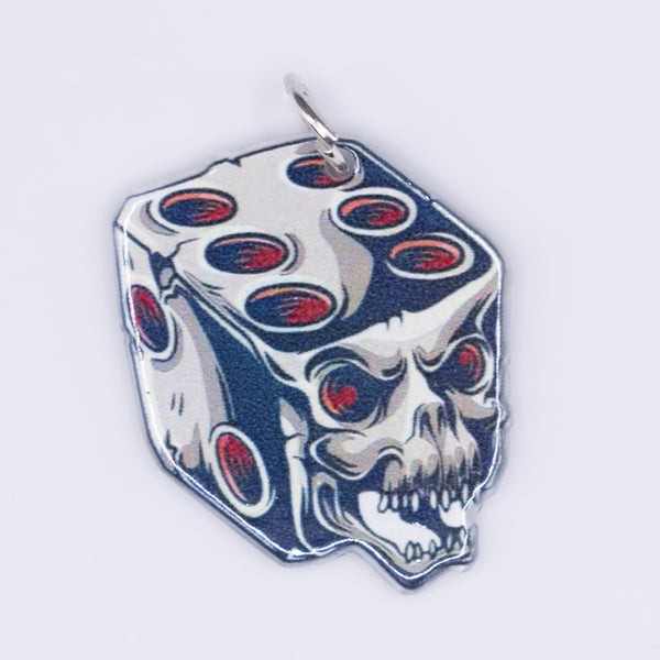 top view of a Skeleton with Dice Casino Charm - 33mm x 27mm