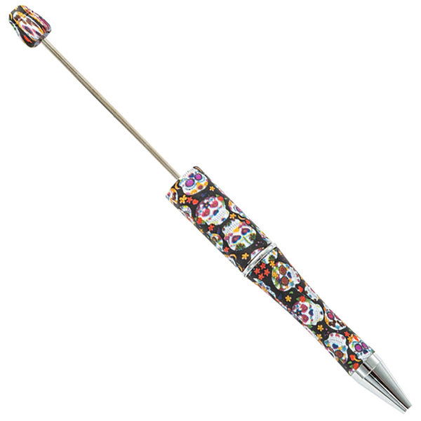 top view of a sugar skull print DIY Plastic Beadable Pens - The Printed Collection
