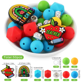 Teacher Silicone Variety Bead Mix- 50 Pieces