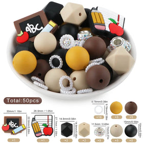 Teacher Silicone Variety Bead Mix- 50 Pieces