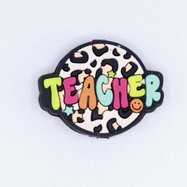 top view of a pile of Teacher Life Silicone Focal Bead Accessory