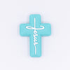 top view of Teal Cross Silicone Focal Bead Accessory