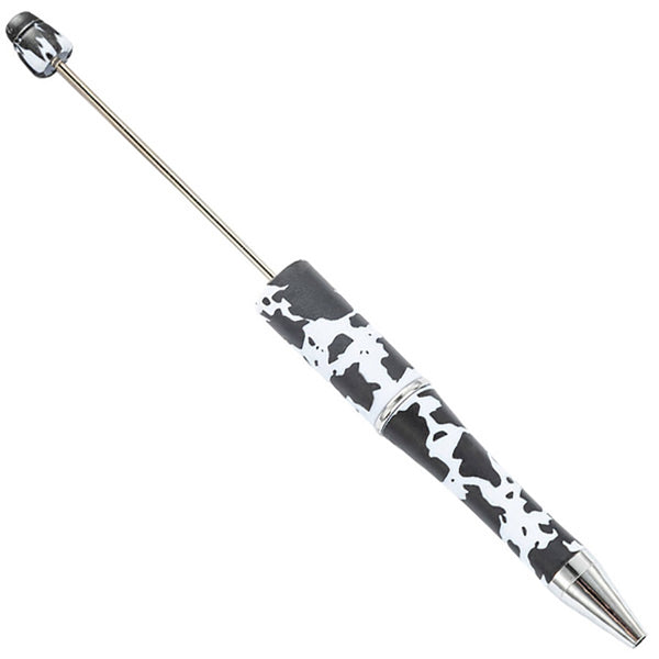 top view of a black and white cow DIY Plastic Beadable Pens - The Printed Collection