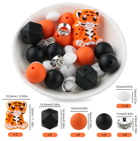 Tiger Silicone Variety Bead Pack- 27 Pieces