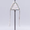 close up view of a pile of 24mm Triangle Mother of Pearl with hanging Rhinestones bead