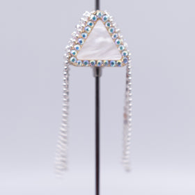 24mm Triangle Mother of Pearl with hanging Rhinestones bead